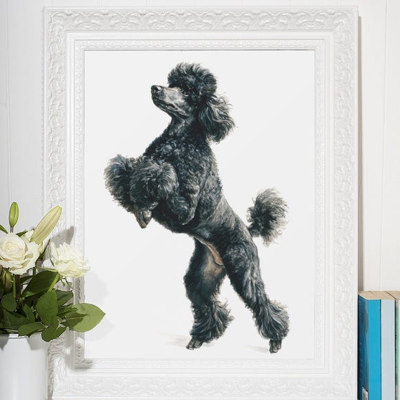 Watercolor Black Poodle Portrait Wall Art Print Poster, Unframed - Pet Artwork - Picture 6 of 6
